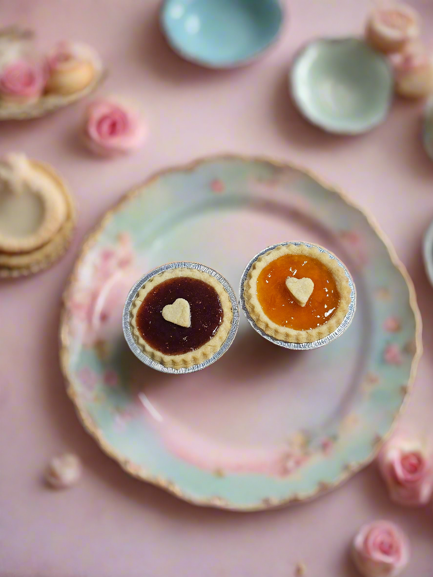 Queen of Hearts' Jam Tarts ❤️ Choose from Cherry, Strawberry & Wild Strawberry, Apricot, Lemon Curd, and Wild Blueberry
