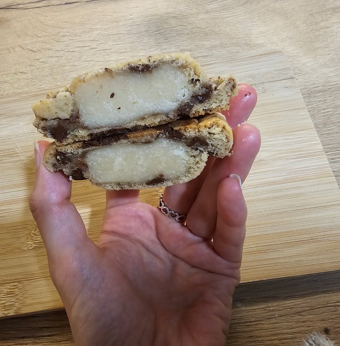 Marzipan Stuffed Cookies with Dark Chocolate