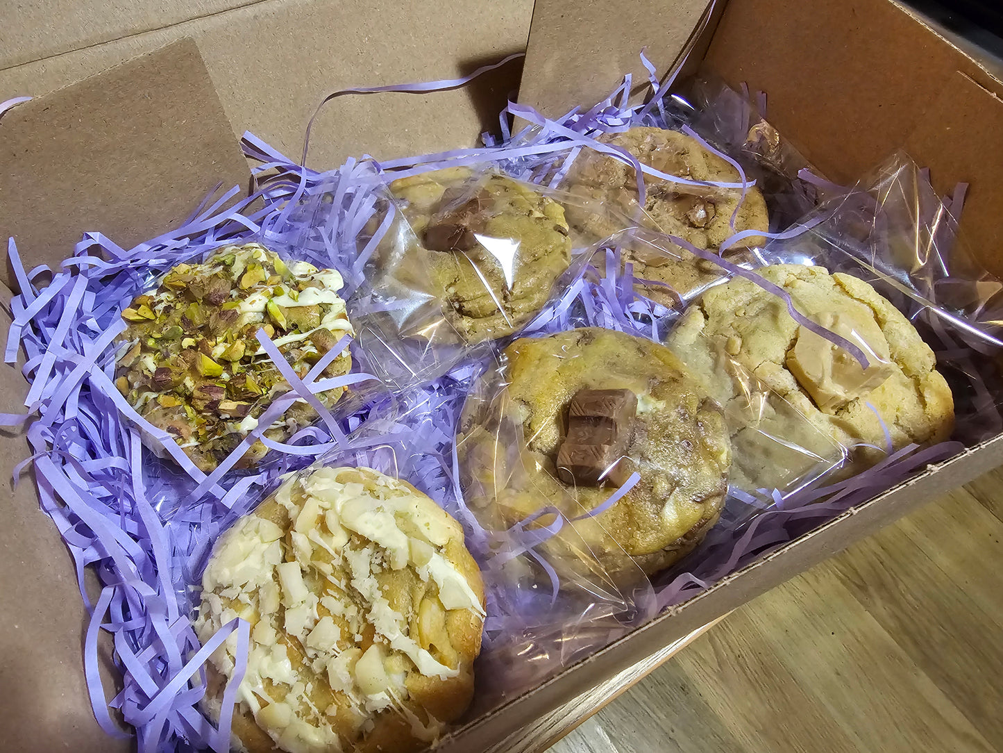 Cookie Box - Single Flavour Multipack of 6 cookies, choose from Kinder, Cherry Bakewell, Triple Chocolate, Chocolate Chip, and more!